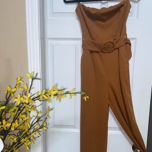 Forever 21 Strapless Mocha Jumpsuit